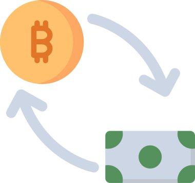 Para Değişimi 1 Simgesi. Bitcoin ve Şifreleme İşareti ve Sembol.