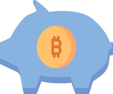 Domuz Kumbarası ikonu. Bitcoin ve Şifreleme İşareti ve Sembol.