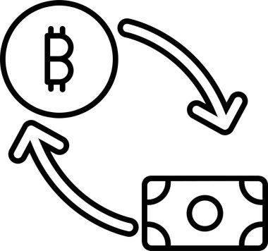 Para Takas Simgesi. Bitcoin ve Şifreleme İşareti ve Sembol.