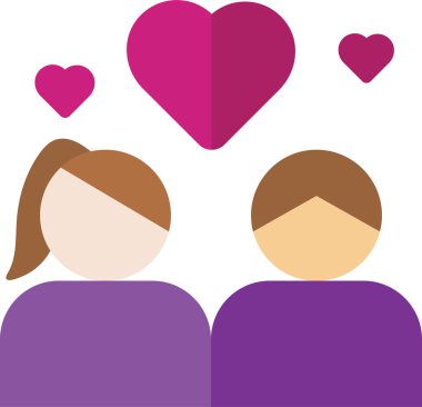 Çift Simgesi. Sevgililer Günü işaretlerin ve sembollerin kutlu olsun. Aşk, çift, ilişki, flört, düğün, tatil, romantik aşk teması.