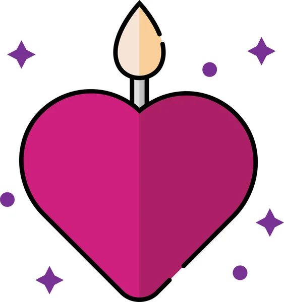 Candle Icon 情人节快乐的标志和象征 浪漫的爱情主题 — 图库矢量图片
