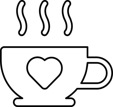 Çay Simgesi. Sevgililer Günü işaretlerin ve sembollerin kutlu olsun. Aşk, çift, ilişki, flört, düğün, tatil, romantik aşk teması.