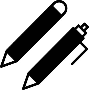 Kalem ve Kalem Dizini Simgesi. Maddi İşaret ve Sembol. Web Tasarım Elemanı için Basit Çizim.