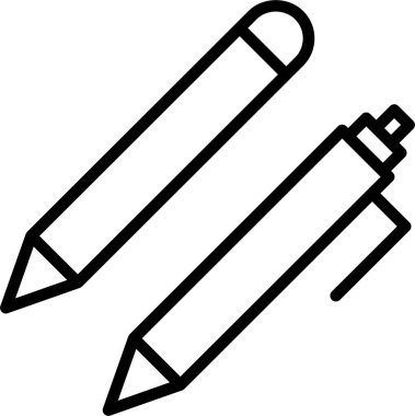 Kalem ve Kalem Dizini Simgesi. Maddi İşaret ve Sembol. Web Tasarım Elemanı için Basit Çizim.