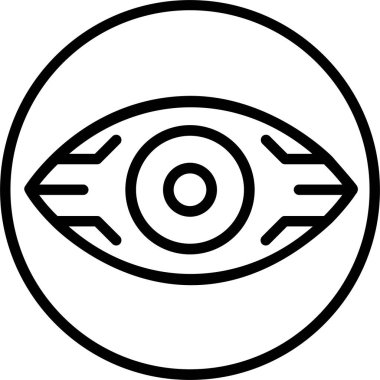 Biyonik Göz Simgesi. Siberpunk İşareti ve Sembol. Dış iskelet ve Yüksek Teknoloji.