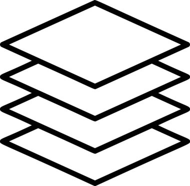 Beyaz Arkaplanda Katman Simgesi, Sanat ve Tasarım İşareti ve Sembolü İzole Edildi.