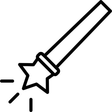 Sihirli Asa Simgesi, Sanat ve Tasarım İşareti ve Sembolü Beyaz Arkaplanda İzole Edildi.