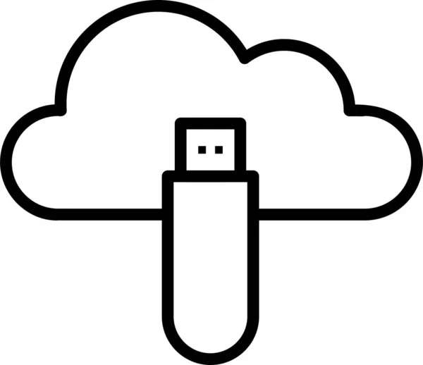 Иконка Cloud Flashdisk Знак Cloud Computing Символ Изолированы Белом Фоне — стоковый вектор