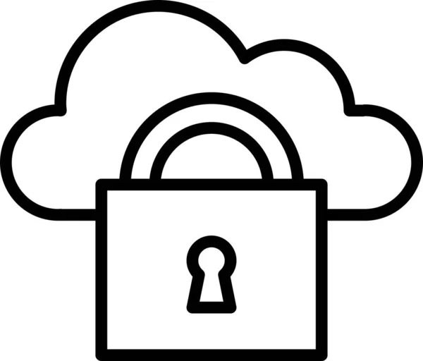Cloud Data Lock Icon Cloud Computing Sign Symbol Isolated White — Stock Vector