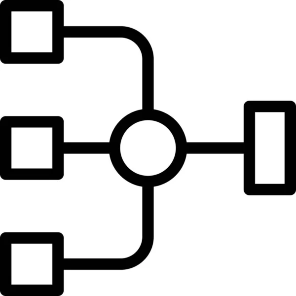 Ikona Wykresu Przepływu Znak Projektowania Myślenia Symbol Izolowany Białym Tle — Wektor stockowy