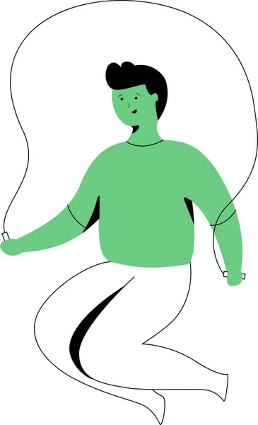 Человек Прыгающий Через Скакалку Человек Кардио Тренировке Молодой Парень Делает — стоковый вектор