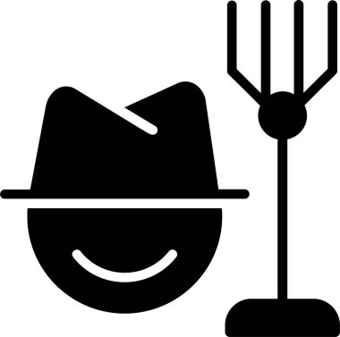 Çiftçi Simgesi, Bahçe ve Tarım Tabelası ve Sembolü Beyaz Arkaplanda İzole Edildi.