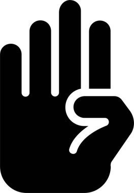 Dört Simge, El Hareketleri ve Beyaz Arkaplanda İzole Edilmiş Sembol.