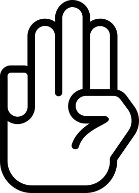 Beyaz arkaplanda izole edilmiş Üç Simge, El Hareketleri ve Sembol.