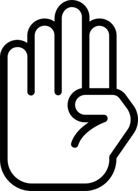 Dört Simge, El Hareketleri ve Beyaz Arkaplanda İzole Edilmiş Sembol.