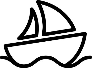 Tekne Simgesi, Seyahat İşareti ve Sembol Beyaz Arkaplanda İzole Edildi.