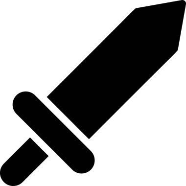 Kılıç Simgesi, Oyun İşareti ve Beyaz Arkaplanda İzole Edilmiş Sembol. Mobil Uygulamalar için Oyun Simgesi.