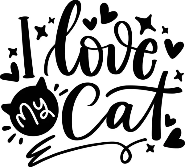 Love Cat Quotes Cat Lettering Quotes Printable Poster Tote Bag — Stock Vector