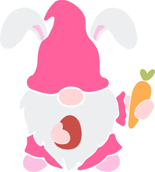 Vector Illustration Figur Süße Zwerge Mit Hasenohren Für Ostern Und — Stockvektor