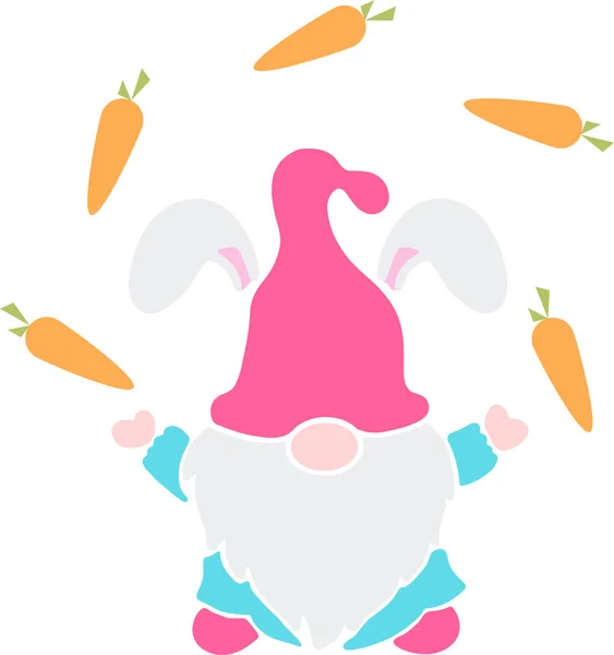 Vector Illustration Character Cute Gnomes Bunny Ears Easter Spring Season — Vetor de Stock