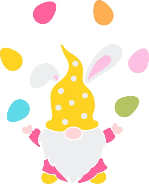 Векторні Ілюстрації Персонажа Милих Гномів Вухами Кролика Великодня Весняного Сезону — стоковий вектор