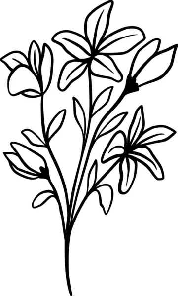 プリント草 ハーブの黒いシルエット ワイルドフラワーベクトルクリップイラスト — ストックベクタ