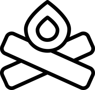 Campfire Icon With Outline Style, Camping Sign And Symbol Isolated On White Background