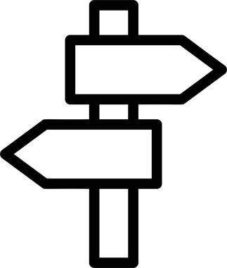 Signpost Icon With Outline Style, Camping Sign And Symbol Isolated On White Background