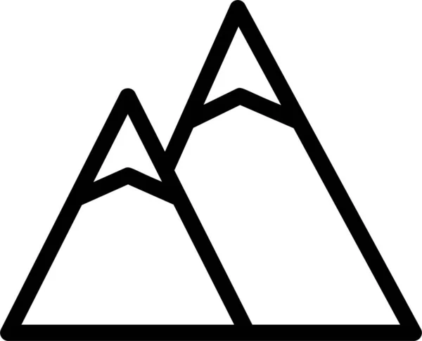 Mountain Icon Outline Style Camping Sign Symbol Isolated White Background — Image vectorielle