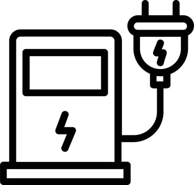 Charging Station Icon With Outline Style, Futuristic Technology Sign And Symbol Isolated On White Background