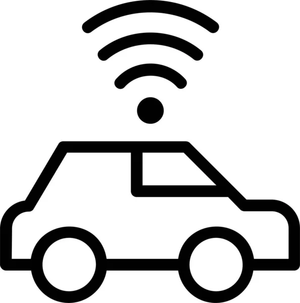 Wireless Car Icon Outline Style Futuristic Technology Sign Symbol Isolated — Stockvektor