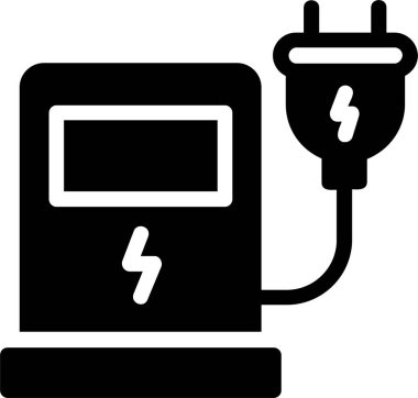 Charging Station Icon With Glyph Style, Futuristic Technology Sign And Symbol Isolated On White Background