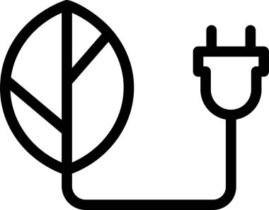 Green Energy Icon With Outline Style, Renewable Energy Sign And Symbol Isolated On White Background