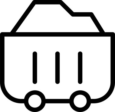 Coal Cart Icon With Outline Style, Renewable Energy Sign And Symbol Isolated On White Background