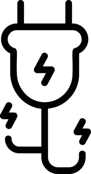 Power Plug Icon Outline Style Renewable Energy Sign Symbol Isolated — Stok Vektör