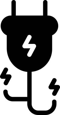 Power Plug With Glyph Style, Renewable Energy Sign And Symbol Isolated On White Background
