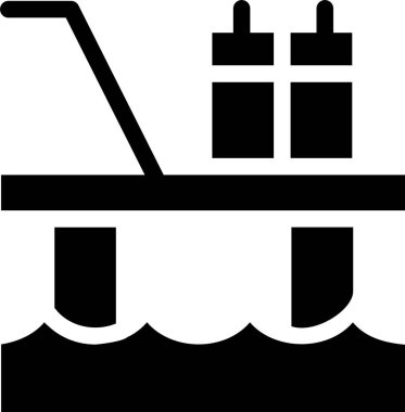 Oil Platform Icon With Glyph Style, Renewable Energy Sign And Symbol Isolated On White Background