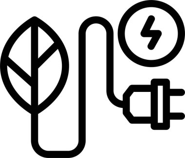 Eco Energy Icon With Outline Style, Energy Sign And Symbol Isolated On White Background