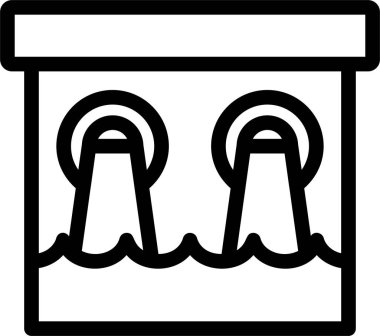 Dam Icon With Outline Style, Energy Sign And Symbol Isolated On White Background