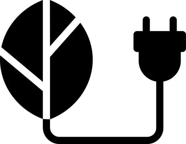 Значок Зеленої Енергії Стилем Гліфа Знак Відновлюваної Енергії Символ Ізольовані — стоковий вектор