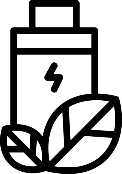 Eco Battery Icon Outline Style Energy Sign Symbol Isolated White — Vector de stock