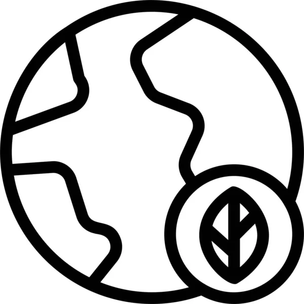 Икона Земли Стилем Контура Энергетическим Знаком Символом Белом Фоне — стоковый вектор