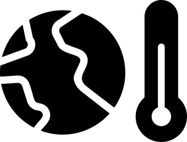 Global Warming Icon With Glyph Style, Energy Sign And Symbol Isolated On White Background