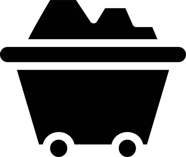 Coal Cart Icon Glyph Style Energy Sign Symbol Isolated White — Image vectorielle