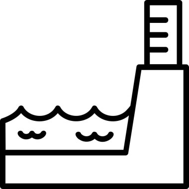 Sea Level Condition Icon With Outline Style, Global Warming Sign And Symbol Isolated On White Background