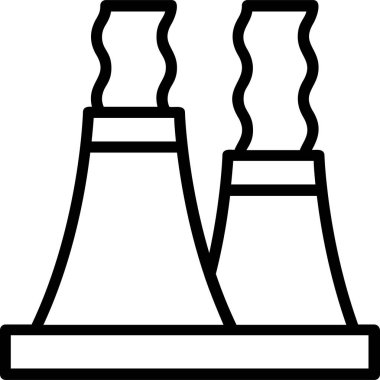 Nuclear Icon With Outline Style, Global Warming Sign And Symbol Isolated On White Background