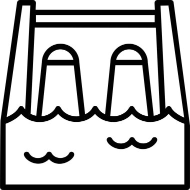 Dam Icon With Outline Style, Global Warming Sign And Symbol Isolated On White Background