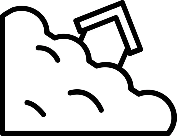 Landslide Icon Outline Style Global Warming Sign Symbol Isolated White — Vetor de Stock