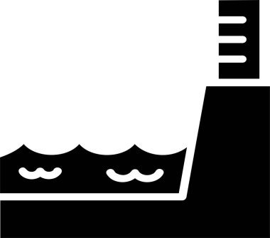 Sea Level Icon With Glyph Style, Global Warming Sign And Symbol Isolated On White Background