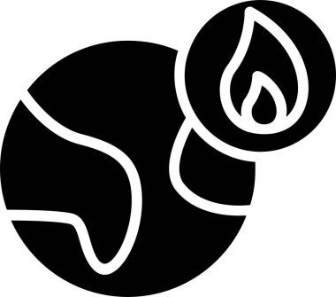 Global Warming Icon With Glyph Style, Global Warming Sign And Symbol Isolated On White Background